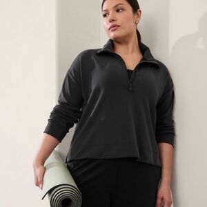 Athleta Seasoft Quarter Zip Funnel Neck Pullover Size XL in Asphalt